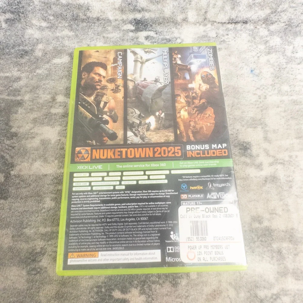 Call of Duty Black Ops II Xbox 360 Treyarch Activision 2012 FPS Shooter Zombies